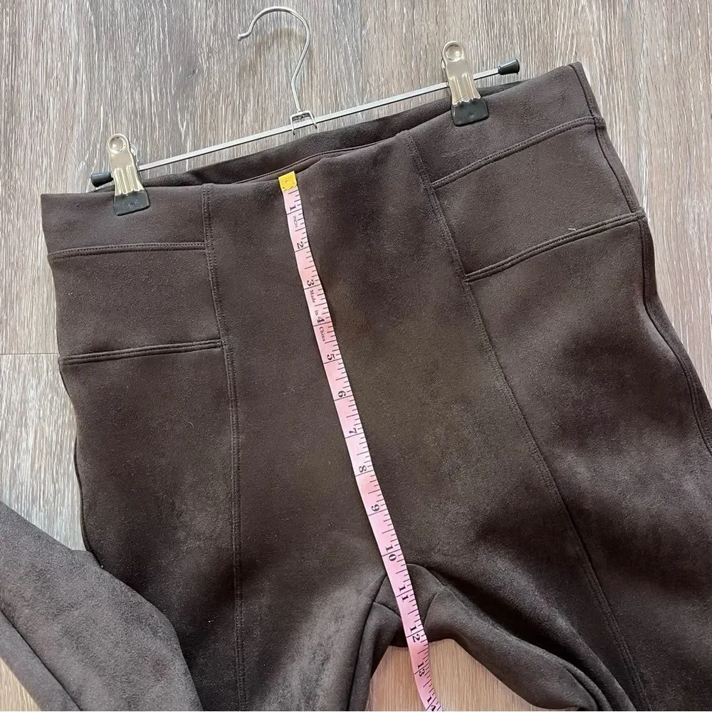 SPANX chocolate brown faux leather leggings‎ women’s size L
